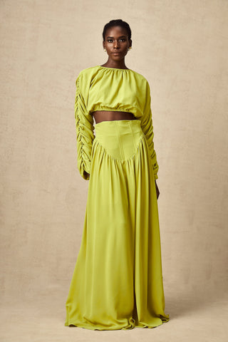 Émilie Smocked Top and Skirt Set — Lime Green