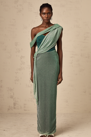 Delphine Corset Maxi Dress — Green