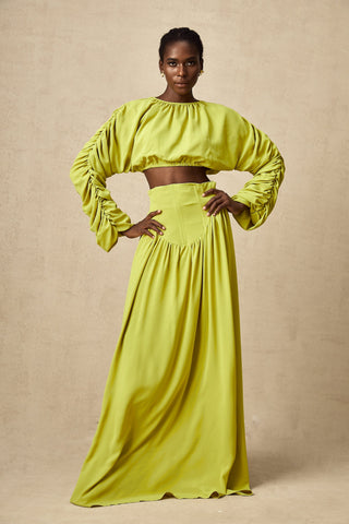 Émilie Smocked Top and Skirt Set — Lime Green