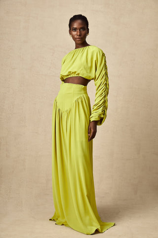 Émilie Smocked Top and Skirt Set — Lime Green