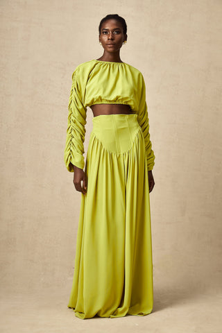Émilie Smocked Top and Skirt Set — Lime Green