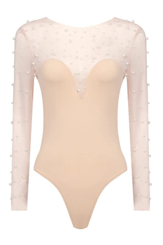 Dobbin Mesh-Bodice Jumpsuit — White