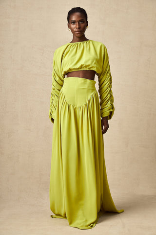 Émilie Smocked Top and Skirt Set — Lime Green