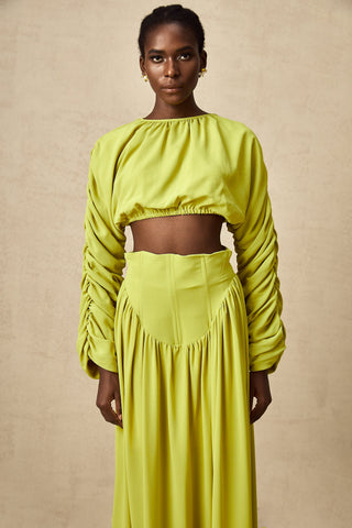 Émilie Smocked Top and Skirt Set — Lime Green
