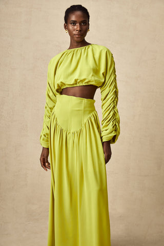 Émilie Smocked Top and Skirt Set — Lime Green