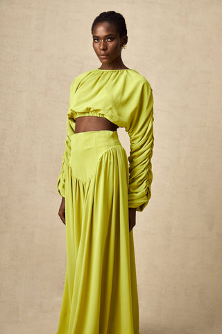 Émilie Smocked Top and Skirt Set — Lime Green