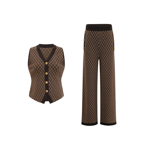 Cyrielle Monogram Jacquard Top and Trousers Set