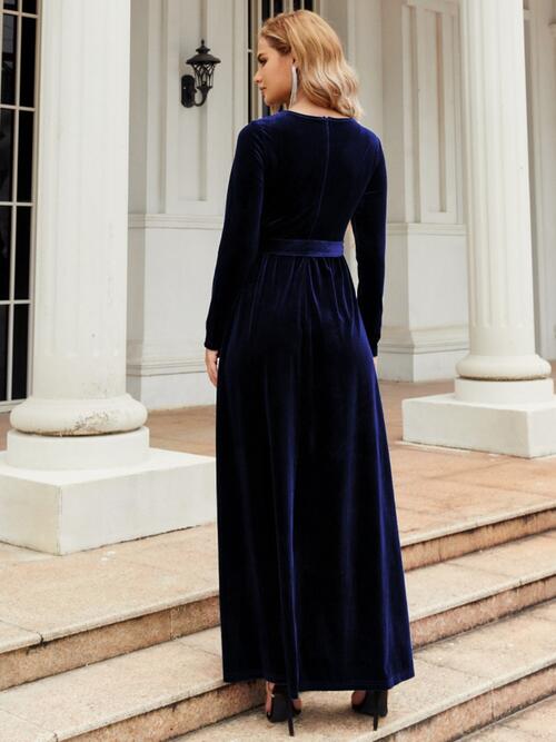 Tie-Front Long Sleeve Maxi Dress, Cuavan