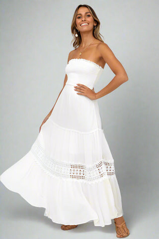 Agatha Maxi Dress — White, Cuavan