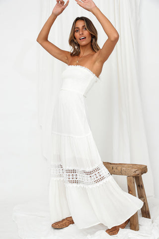 Agatha Maxi Dress — White, Cuavan