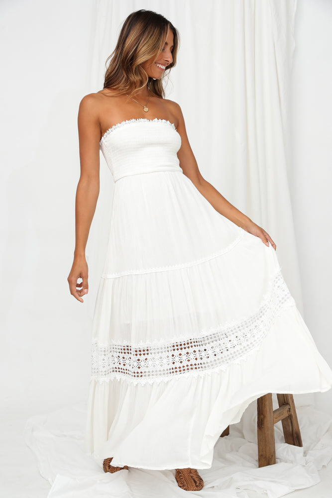 Agatha Maxi Dress — White, Cuavan