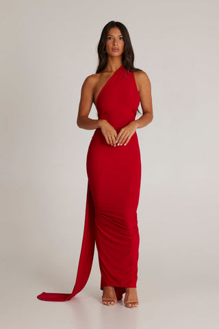 Garze Backless Maxi Dress — Red, Cuavan