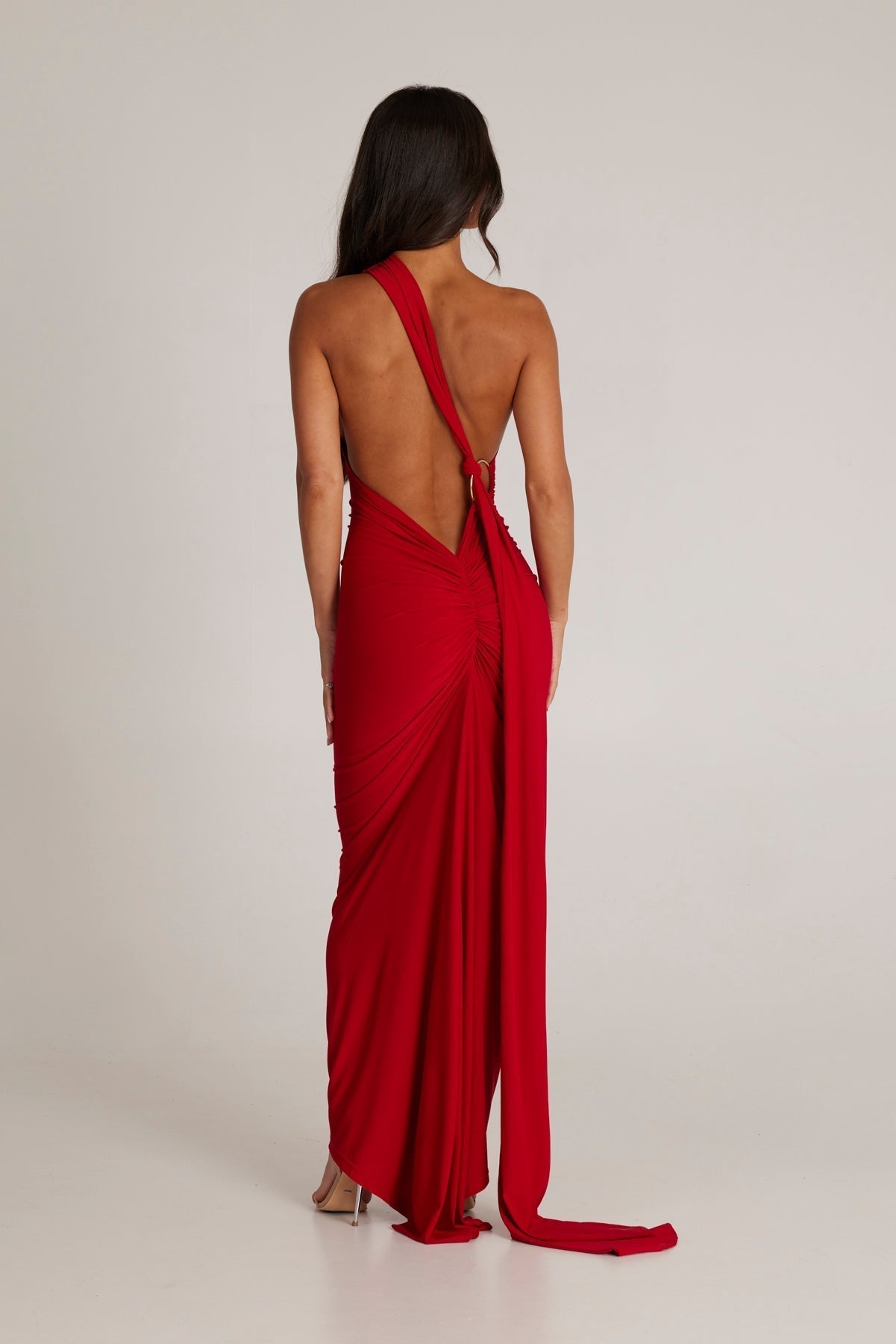 Garze Backless Maxi Dress — Red, Cuavan