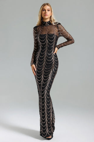 Pale Sequin Mesh Maxi Dress