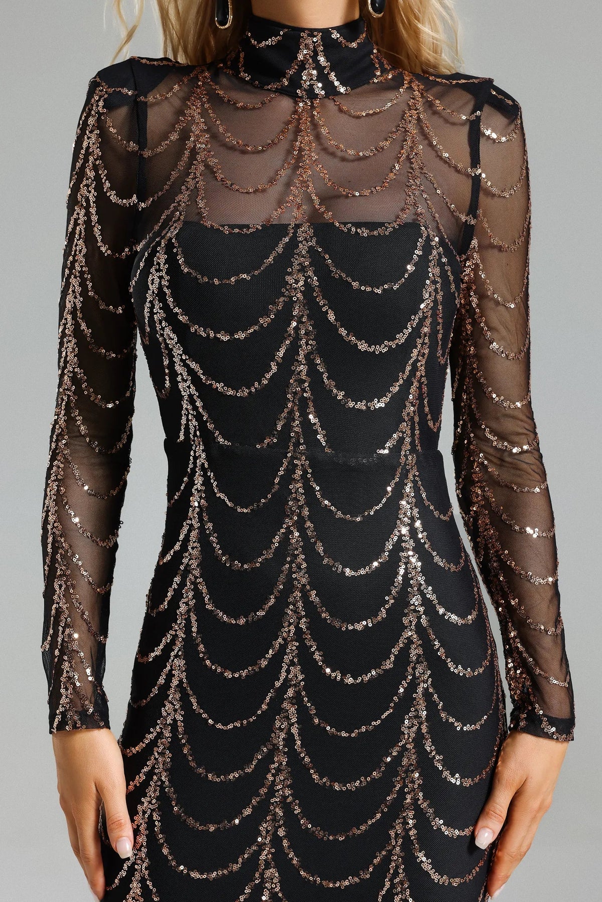Pale Sequin Mesh Maxi Dress