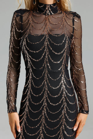 Pale Sequin Mesh Maxi Dress
