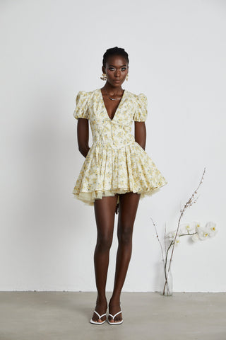 Floral-Print Pleated Mini Dress by Liane