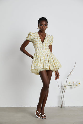 Floral-Print Pleated Mini Dress by Liane