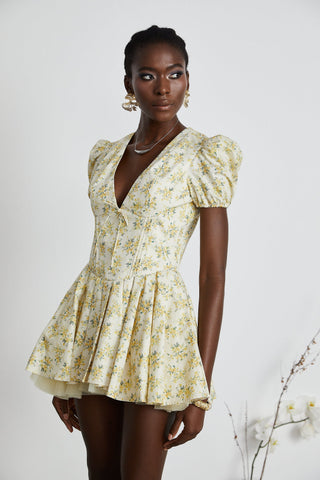 Floral-Print Pleated Mini Dress by Liane