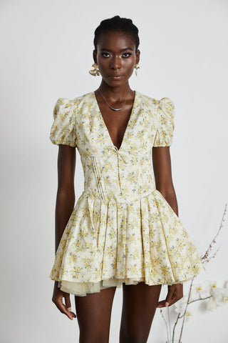 Floral-Print Pleated Mini Dress by Liane