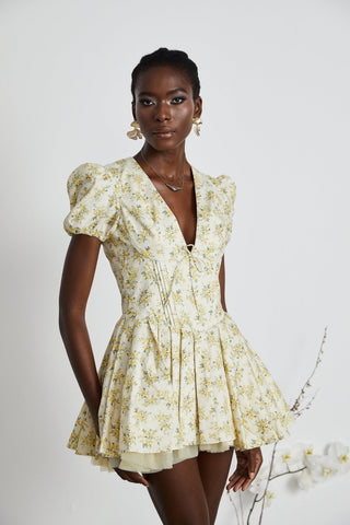 Floral-Print Pleated Mini Dress by Liane