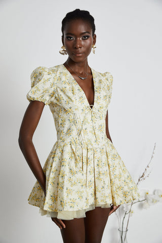 Floral-Print Pleated Mini Dress by Liane