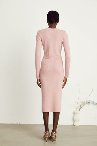 Renée Crystal-Embellished Jacket and Skirt Set — Pink
