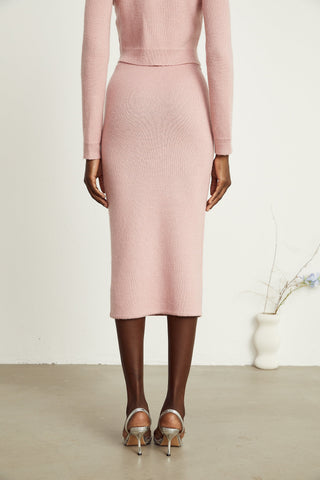 Renée Crystal-Embellished Jacket and Skirt Set — Pink