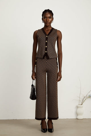 Cyrielle Monogram Jacquard Top and Trousers Set
