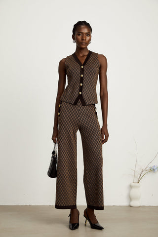 Cyrielle Monogram Jacquard Top and Trousers Set