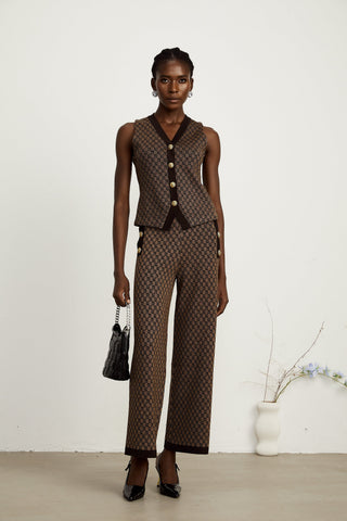 Cyrielle Monogram Jacquard Top and Trousers Set
