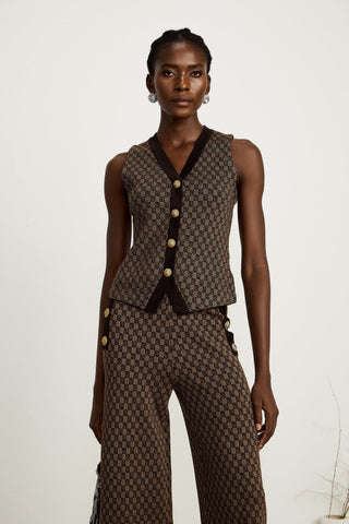 Cyrielle Monogram Jacquard Top and Trousers Set