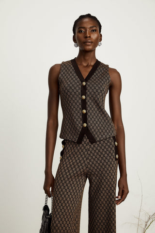 Cyrielle Monogram Jacquard Top and Trousers Set