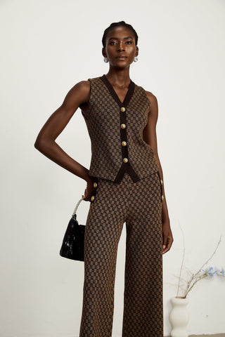Cyrielle Monogram Jacquard Top and Trousers Set
