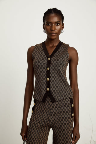 Cyrielle Monogram Jacquard Top and Trousers Set
