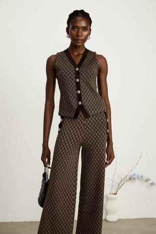 Cyrielle Monogram Jacquard Top and Trousers Set