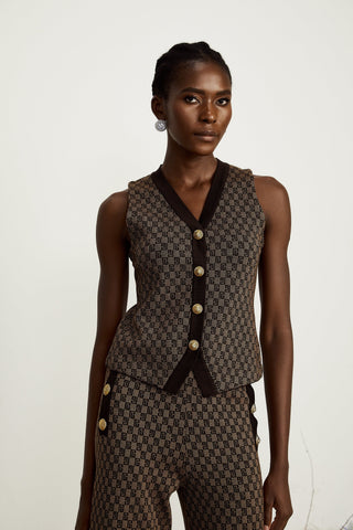 Cyrielle Monogram Jacquard Top and Trousers Set