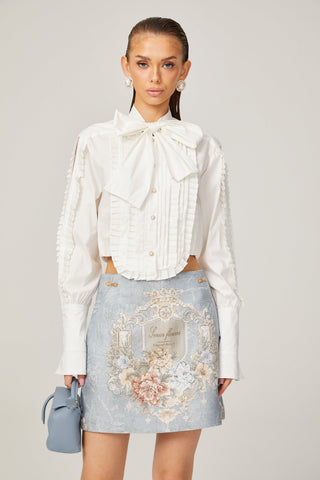 Aliénor Embroidered Mini Dress — Blue
