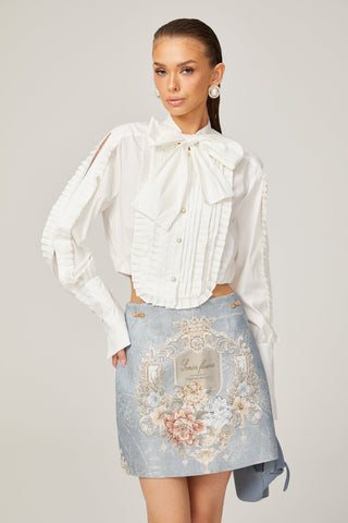 Aliénor Embroidered Mini Dress — Blue