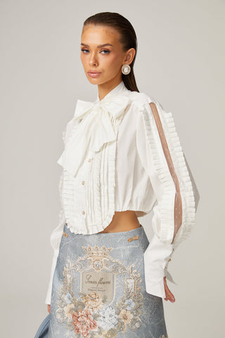 Aliénor Embroidered Mini Dress — Blue
