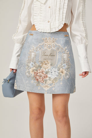 Aliénor Embroidered Mini Dress — Blue