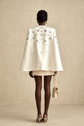Éléonore Crystal-Embellished Cape Jacket — White
