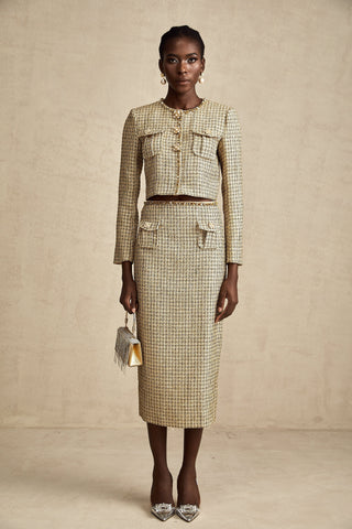 Aëlle Gold Tweed Sequin Jacket and Skirt Set