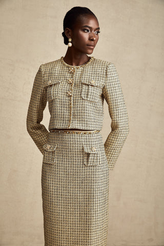 Aëlle Gold Tweed Sequin Jacket and Skirt Set