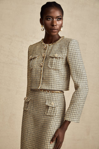 Aëlle Gold Tweed Sequin Jacket and Skirt Set