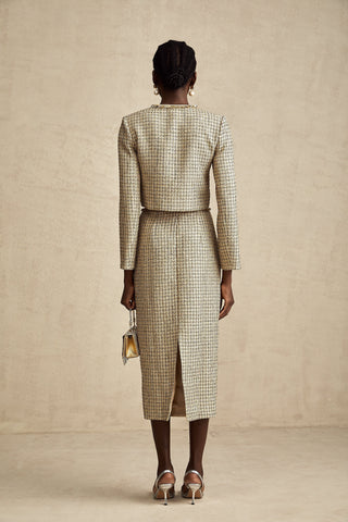 Aëlle Gold Tweed Sequin Jacket and Skirt Set