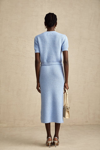 Chantal Knit Blouse and Skirt Set — Blue
