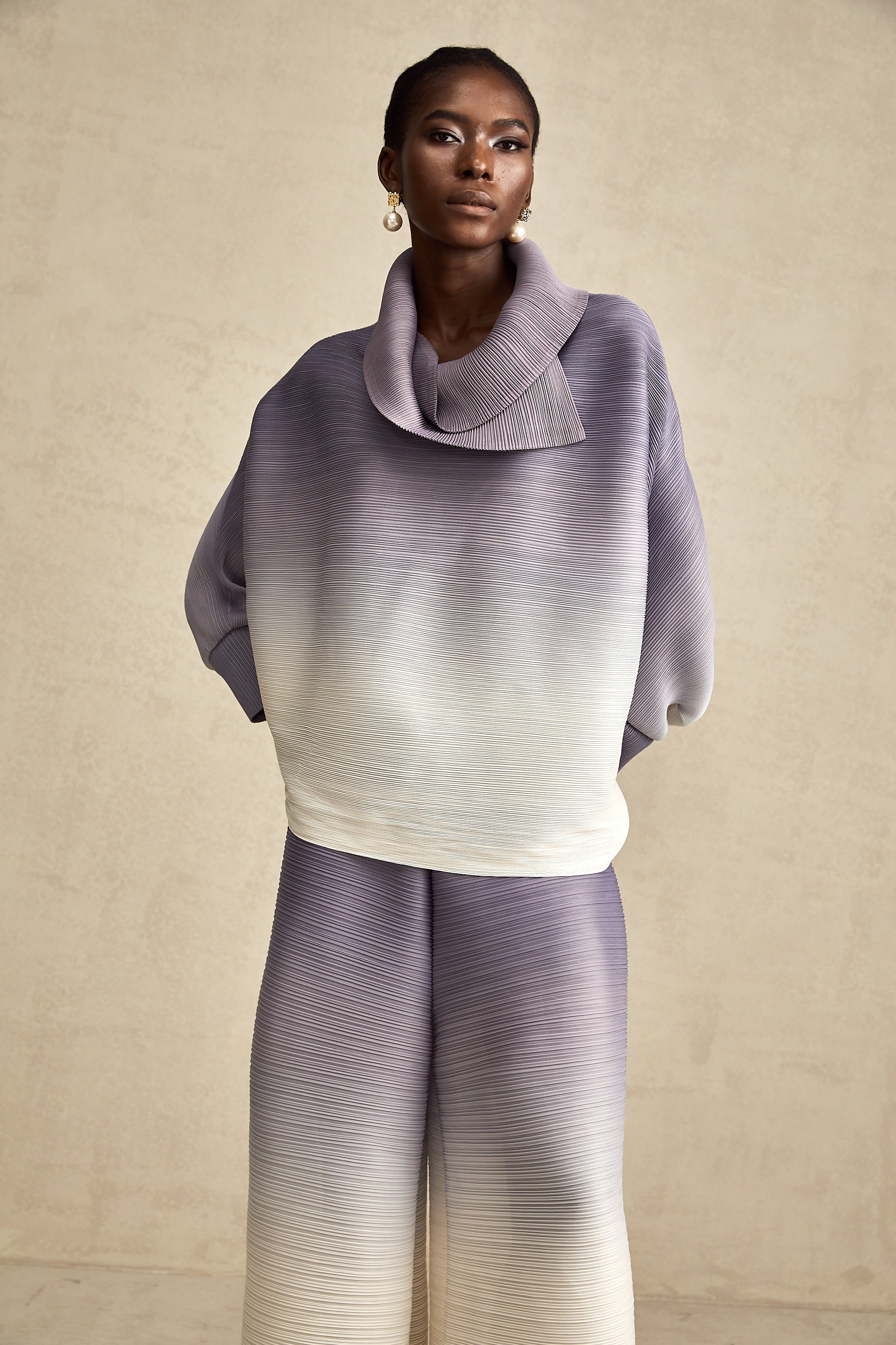 Agathe Gradient Blouse and Trouser Set — Purple, Cuavan