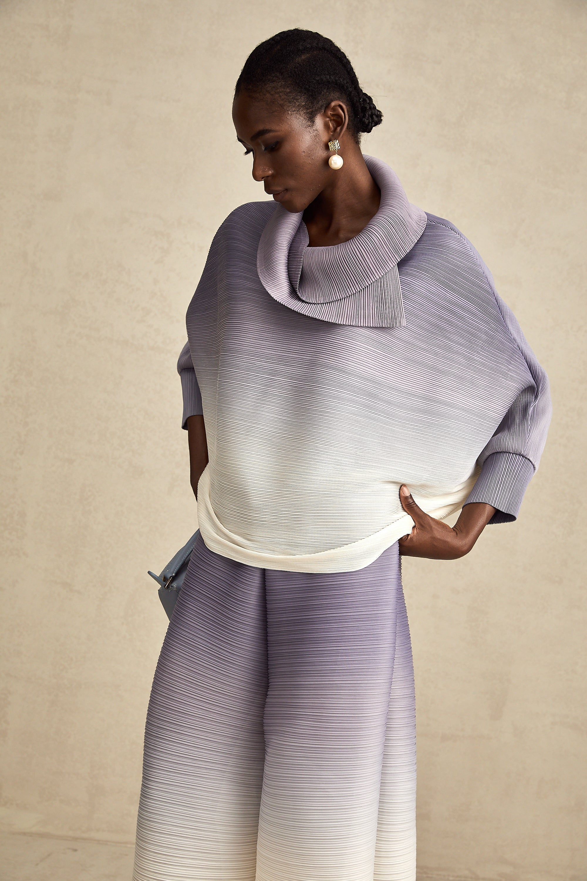 Agathe Gradient Blouse and Trouser Set — Purple, Cuavan