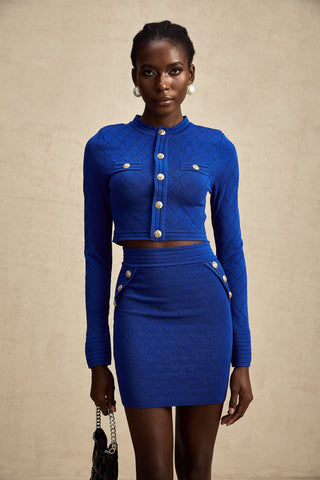 Maëlys Knitted Top and Skirt Set — Blue